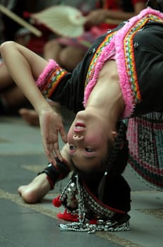 traditional Thai Dance of Aka Women at the Wat Phra That Doi Suthep Temple in the city of chiang mai in the north of Thailand in Southeastasia. ...