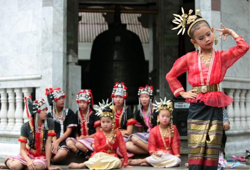 traditional Thai Dance of Aka Women at the Wat Phra That Doi Suthep Temple in the city of chiang mai in the north of Thailand in Southeastasia. ...