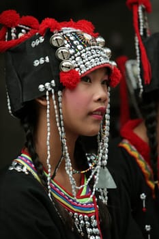 traditional Thai Dance of Aka Women at the Wat Phra That Doi Suthep Temple in the city of chiang mai in the north of Thailand in Southeastasia. ...