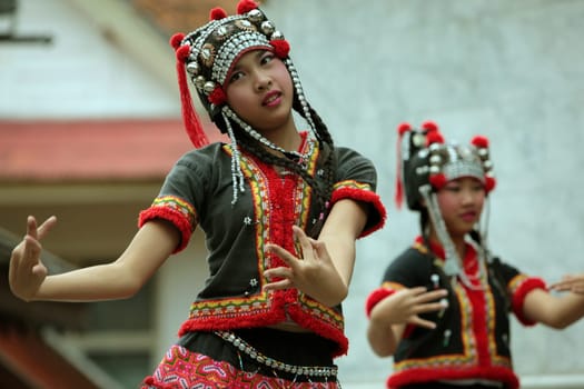 traditional Thai Dance of Aka Women at the Wat Phra That Doi Suthep Temple in the city of chiang mai in the north of Thailand in Southeastasia. ...