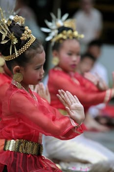 traditional Thai Dance of Aka Women at the Wat Phra That Doi Suthep Temple in the city of chiang mai in the north of Thailand in Southeastasia. ...