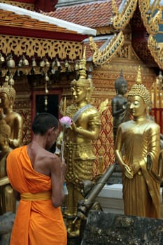 the Wat Phra That Doi Suthep Temple in the city of chiang mai in the north of Thailand in Southeastasia. ...
