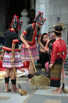 traditional Thai Dance of Aka Women at the Wat Phra That Doi Suthep Temple in the city of chiang mai in the north of Thailand in Southeastasia. ...