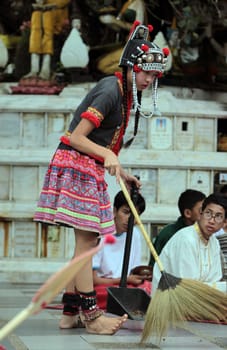 traditional Thai Dance of Aka Women at the Wat Phra That Doi Suthep Temple in the city of chiang mai in the north of Thailand in Southeastasia. ...