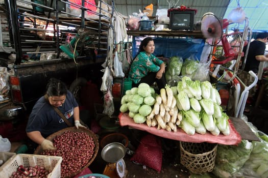 People at the Talat Warorot in the city of chiang mai in the north of Thailand in Southeastasia. ...
