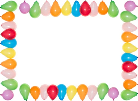 Balloons frame a white image