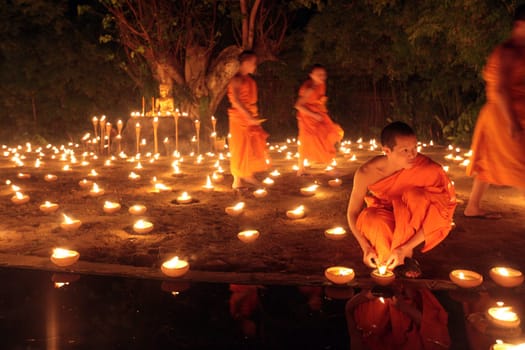 a buddhism ceremony at the Wat Phan Tao Temple in the city of chiang mai in the north of Thailand in Southeastasia. ...