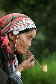 old women of the minority of Akha near the village of Fang in the north of chiang mai in the north of Thailand in Southeastasia. ...