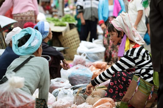 a traditional market on the street of the Villige of Chiang Dao in the north of chiang mai in the north of Thailand in Southeastasia. ...