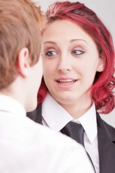 business people flirting on the work space