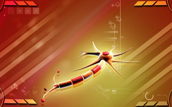 Digital illustration of neuron in colour background