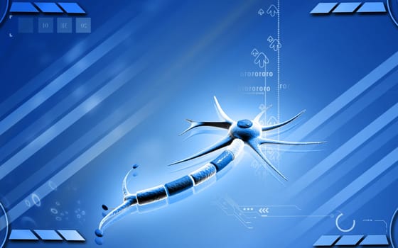 Digital illustration of neuron in colour background