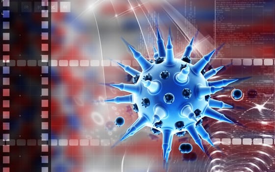 Digital illustration of Flu virus in colour background