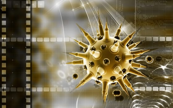 Digital illustration of Flu virus in colour background