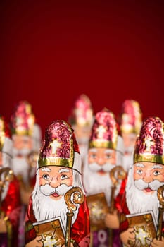 Close up of Sinterklaas. Saint  Nicholas chocolate figure of  Dutch character of Santa Claus