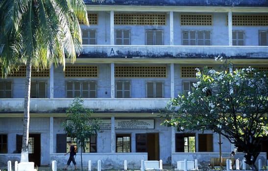 The Tuol Sleng Museum shows the history of the khmer rouge crime in the city of phnom penh in cambodia in southeastasia.