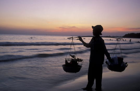 the beach at the coast of the Town of Sihanoukville in cambodia in southeastasia.
