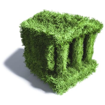 Small green bench made of grass