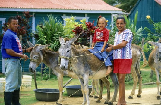 a Family at the Village of Las Terrenas on Samanaon in The Dominican Republic in the Caribbean Sea in Latin America.