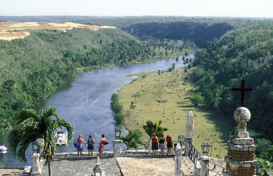 the colonial village of Altos de Chavon in the Dominican Republic in the Caribbean Sea in Latin America.