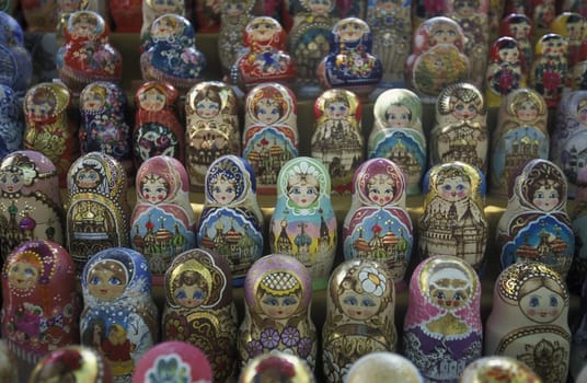 Matryoshkas souveniersl in the city centre of Varna on the Blacksea in Bulgaria in east Europe.