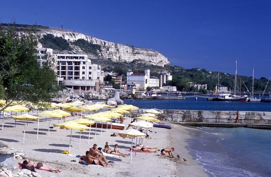 the beach of the town of Balcik in Bulgaria in east Europe.