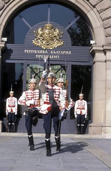 the guard of the parliament in the city of Sofia in Bulgaria in east Europe.