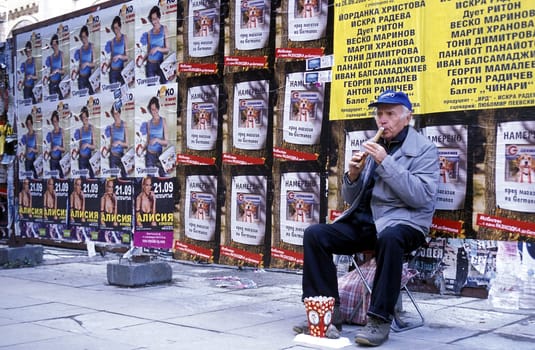 street music in the streets of the city of Sofia in Bulgaria in east Europe.