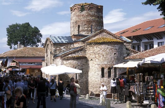 the old town of Nesebar on the coast of the Black sea in Bulgaria in east Europe.