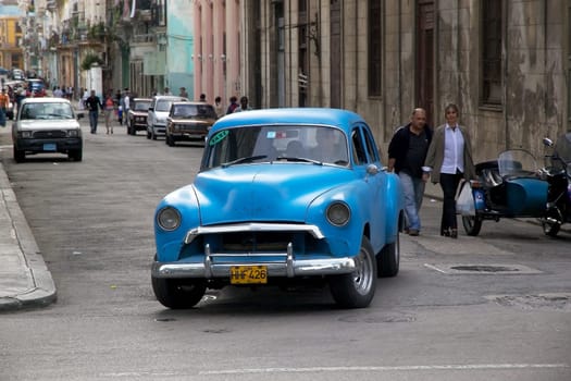 Old american classic car along the street in Havana, Cuba