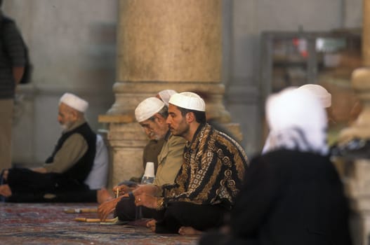 The Umayyad Mosque in the capital Damascus in Syria in the Middle East.