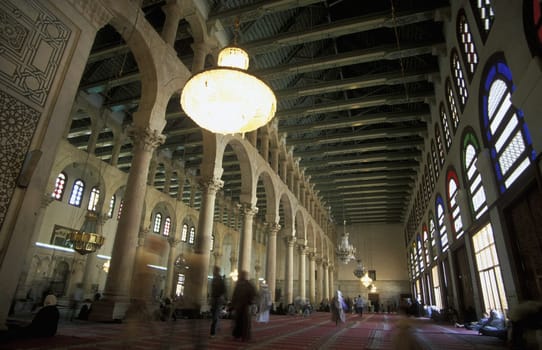 The Umayyad Mosque in the capital Damascus in Syria in the Middle East.