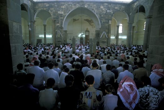 The Mosque of Omar in the city of Bosra in the south of Syria in the Middle East.