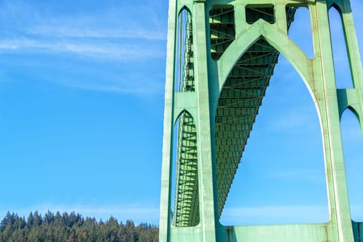 View under the St John's Bridge in Portland, Oregon
