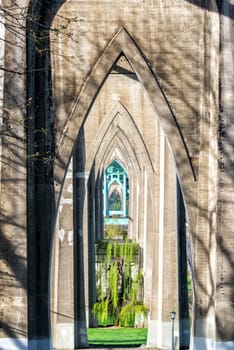 Beautiful architecture of the St. John's Bridge in Portland, Oregon