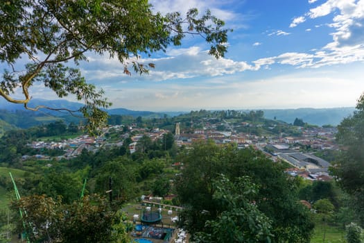 Cityscape view of idyllic town of Salento, Colombia