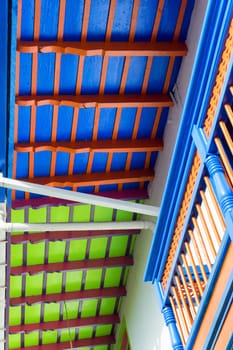 Brightly colored ceiling in Salento, Colombia
