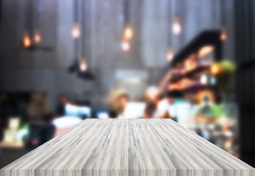 Luxury white table top wooden with blurred background. product display template