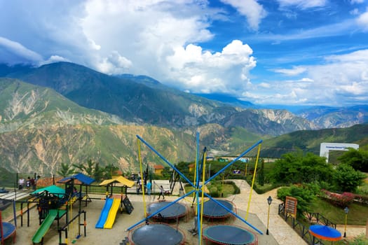 CHICAMOCHA CANYON, COLOMBIA - MAY 8: View of a playground in Chicamocha Canyon, Colombia in Panachi park on May 8, 2016