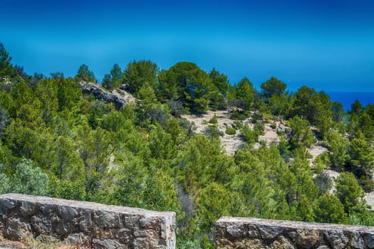 Wild west coast landscape of Mallorca,Spain in the back of the Mediterranean..