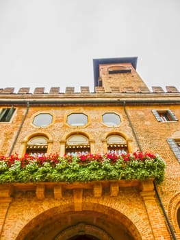 Beautiful balcony with flowers in the Padua, Italy