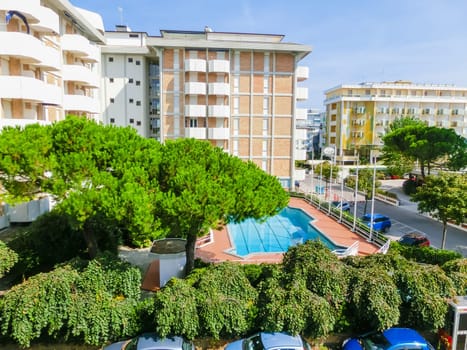 Sunny view at one of the street of Lido di Jesolo near Venice, Veneto region, Italy.