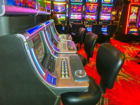 Las Vegas, United States of America - May 07, 2016: Slot machines in the Fremont Casino at Las Vegas, United States of America