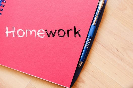 Homework text concept write on notebook