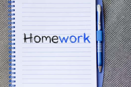 Homework text concept write on notebook