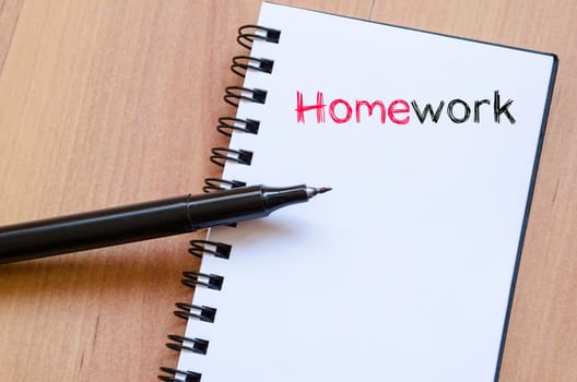 Homework text concept write on notebook