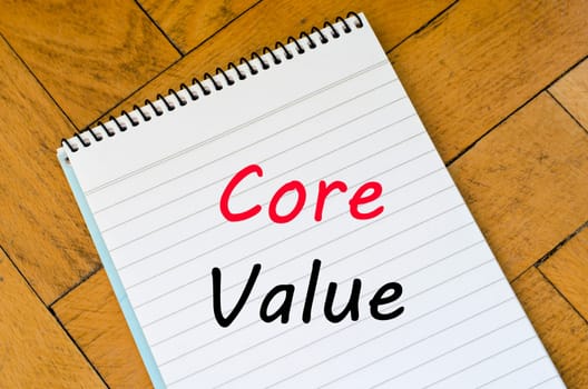 Core value text concept write on notebook
