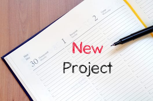New project text concept write on notebook
