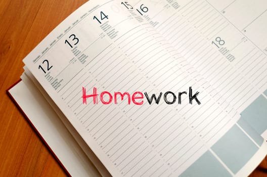 Homework text concept write on notebook