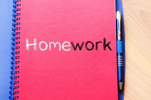 Homework text concept write on notebook